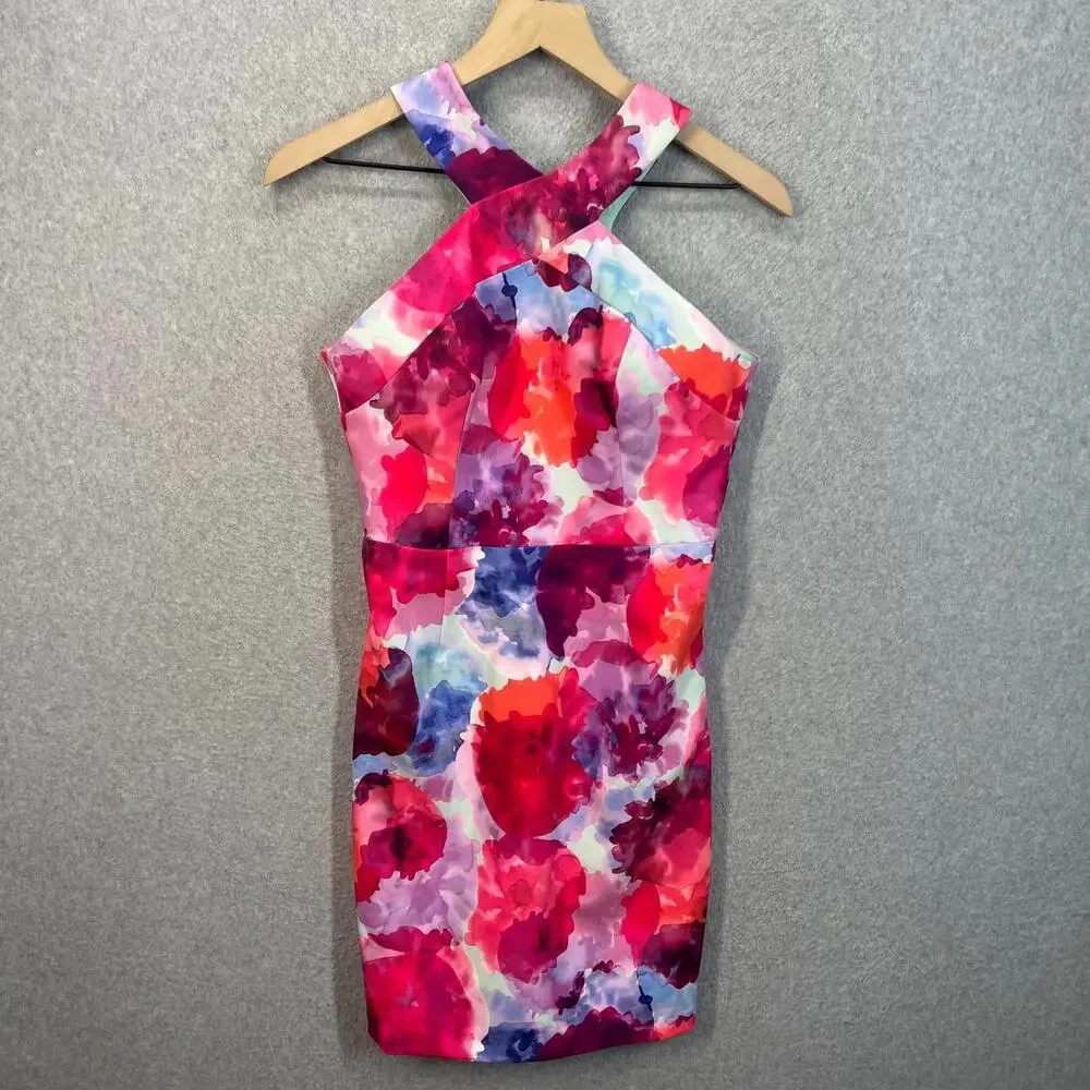 Trina Turk Delano Watercolor-‎ Print Race Back Fitted Dress Womens Size 0 NWT - Picture 3 of 10
